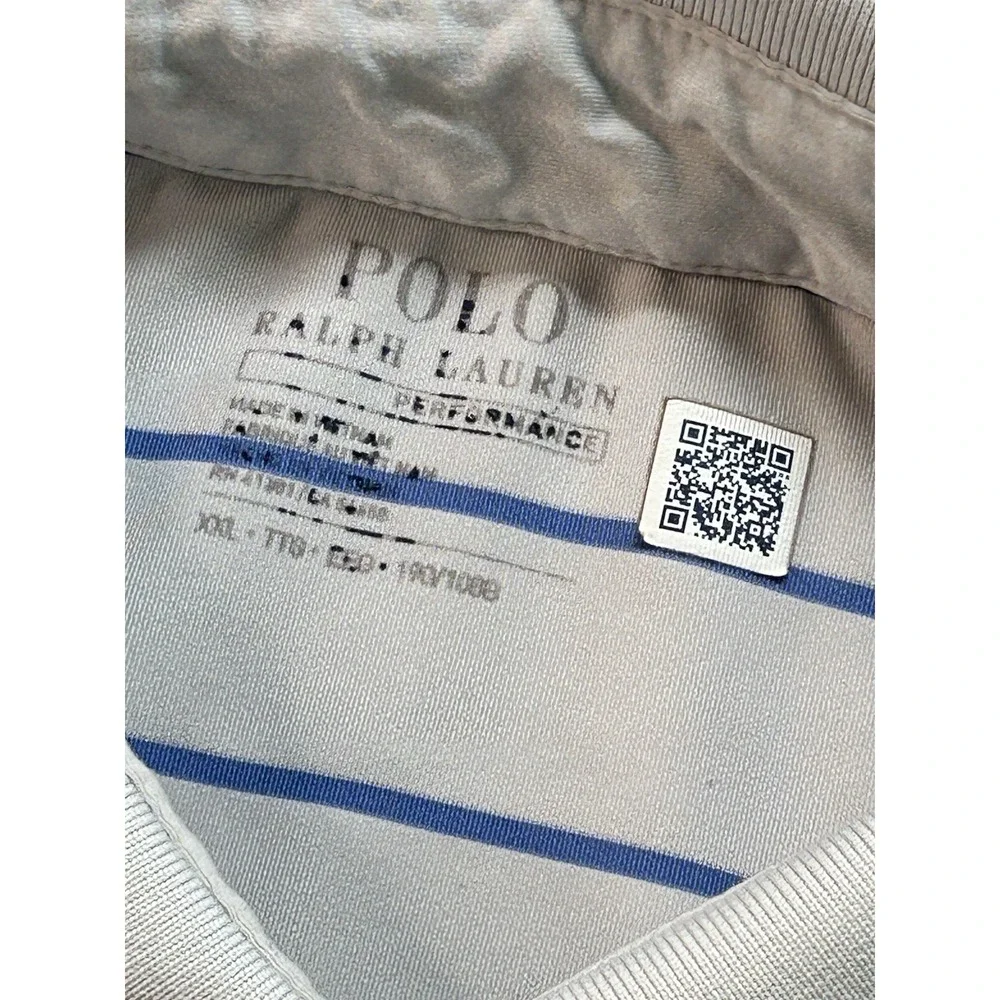 Polo Ralph Lauren Polo Shirt Men 2XL Blue Grey Striped Classic Short Sleeve Golf